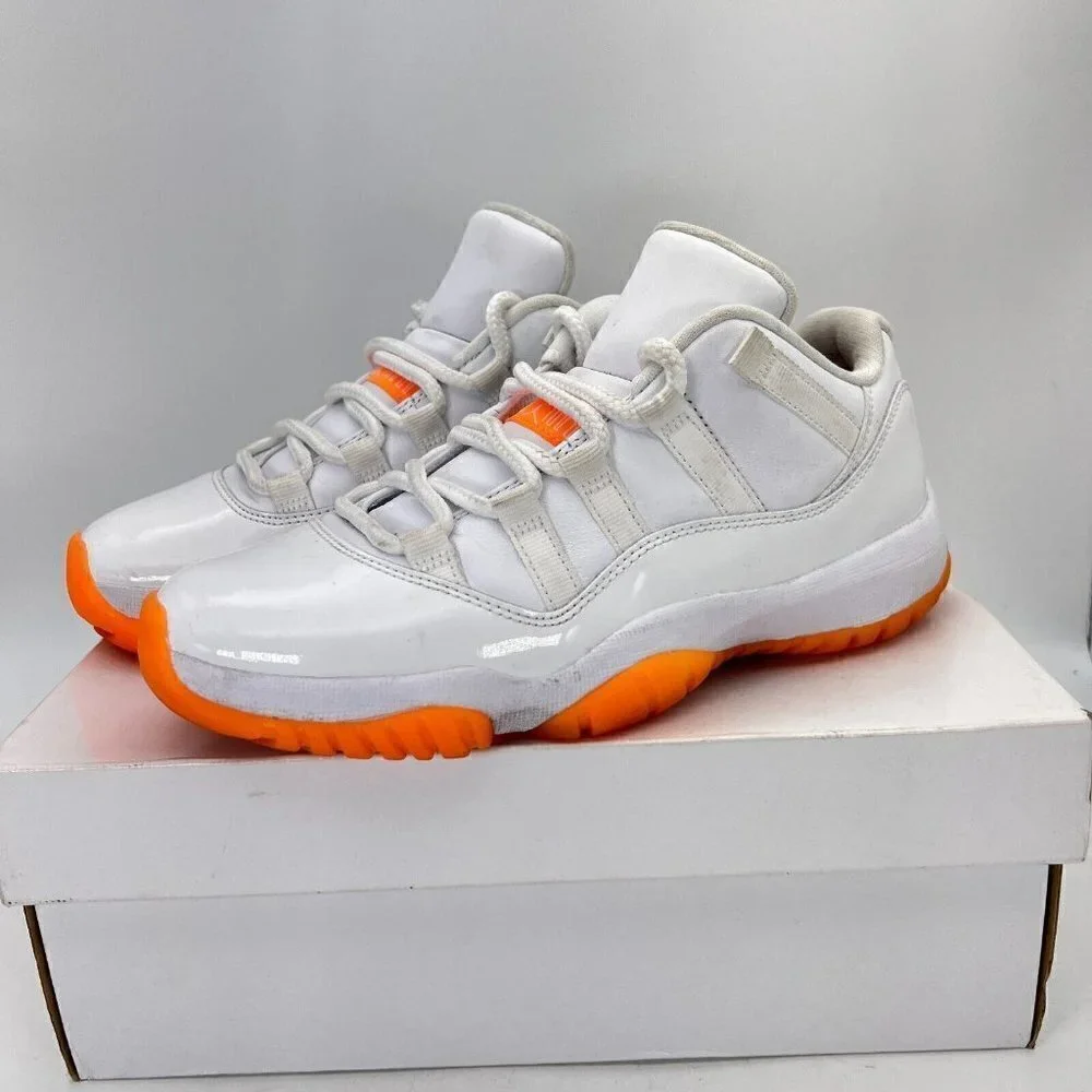 Nike Air Jordan 11 Retro Low White Bright Citrus Women Shoes AH7860-139 Size 6.5